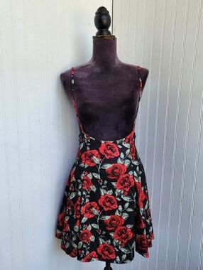 YOINS WOMENS Floral Deep Neck Red Print Sun Dress Floral Stretch Sz 4/6